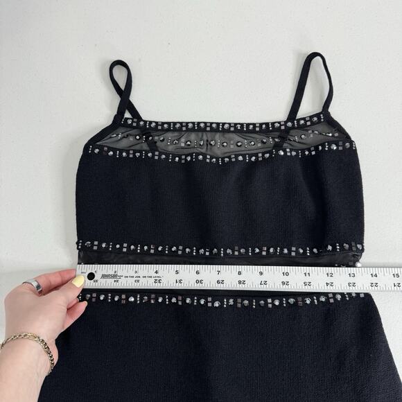 St. John Evening Womens Dress 6 Black Santana Knit Embellished Sheer Mesh Party - Picture 7 of 14